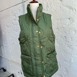 J. Crew Olive Green Quilted Snap-Front Vest